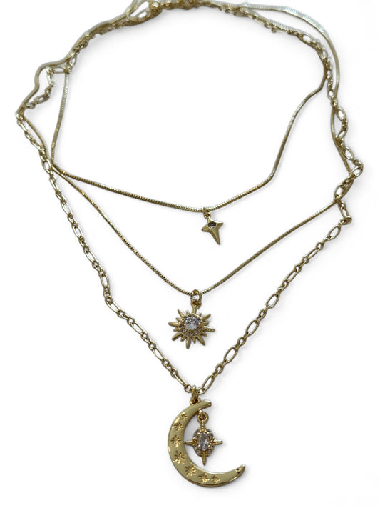 Galaxy layer necklaces with earrings