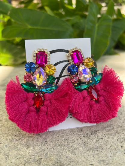 Tassel Crystal Extravagant Chandelier Earrings