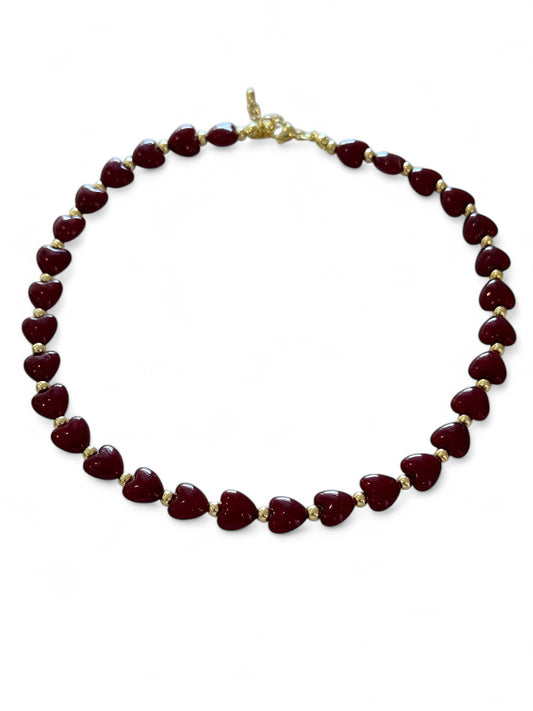Burgundy trendy necklace