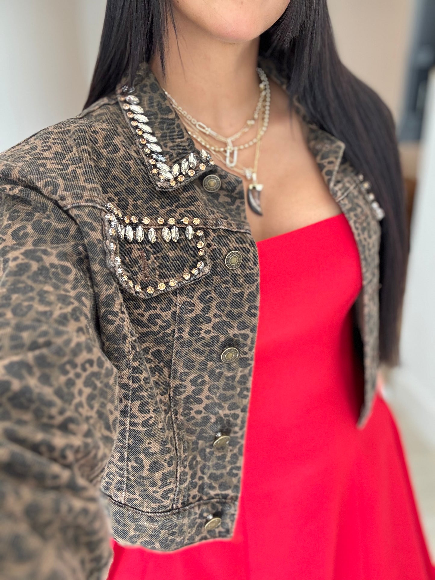 Leopard handmade details jacket