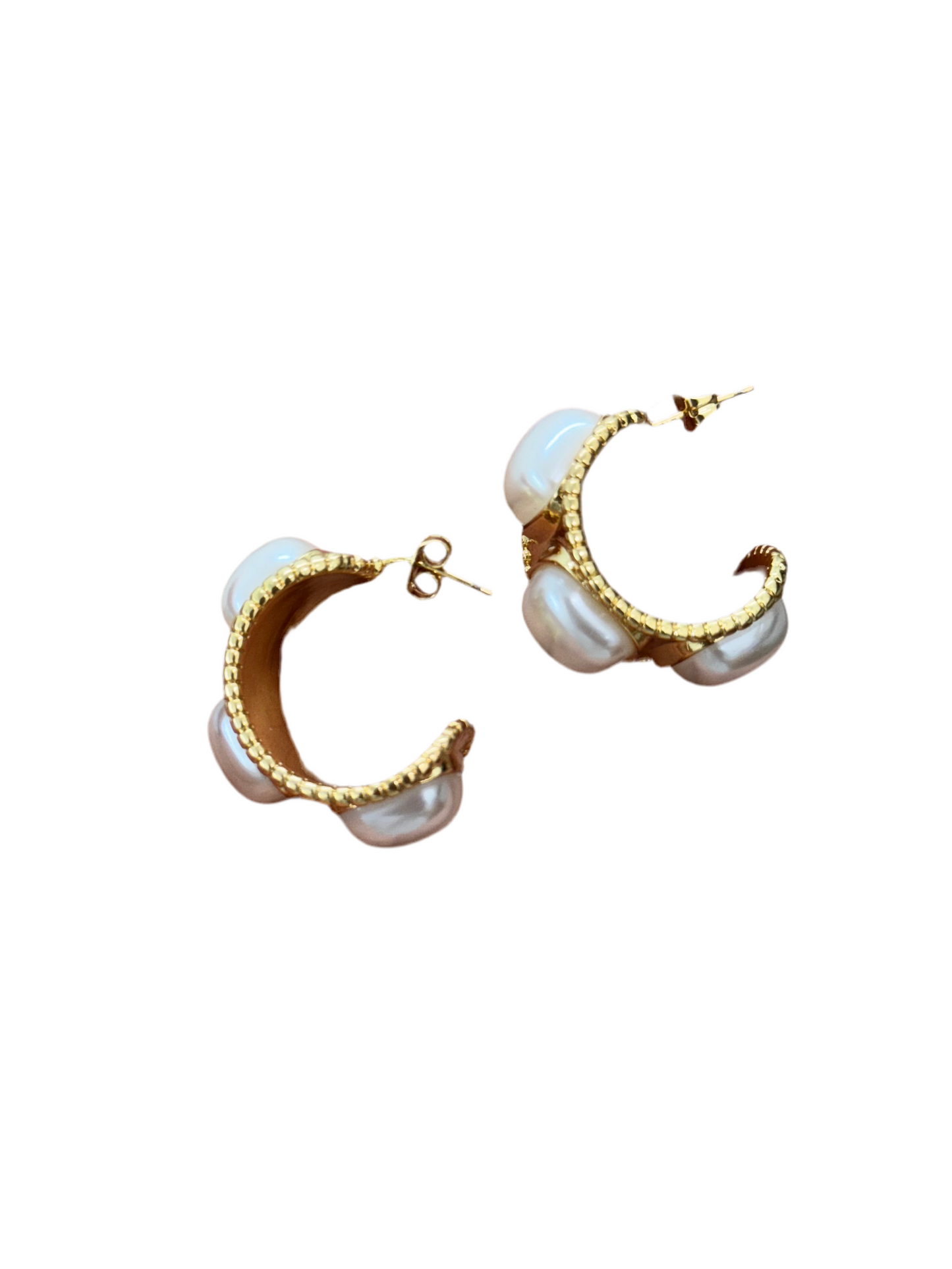 Pearl golden hoop