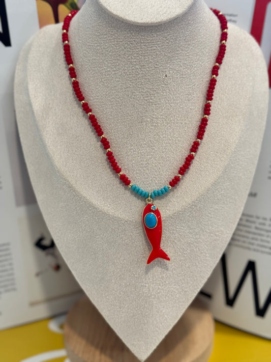 Red kap fish necklace