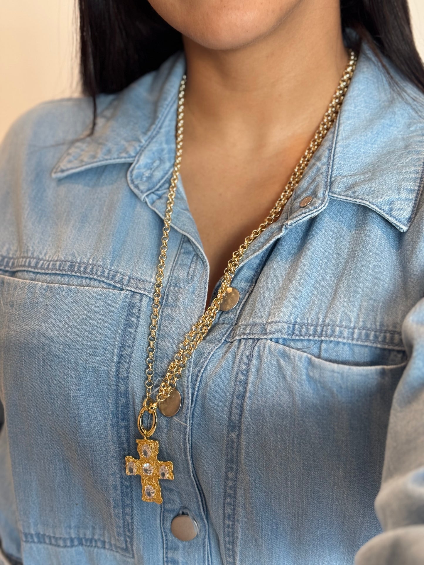 Long cross sparke necklace