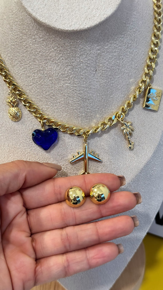 Golden trip necklace + earrings GIFT