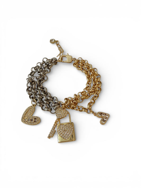 Two tone statement triple bracelet super top