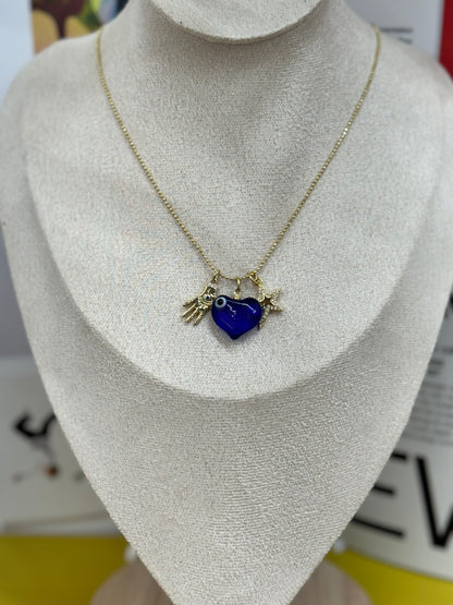 Protection hamsa blue essential necklace