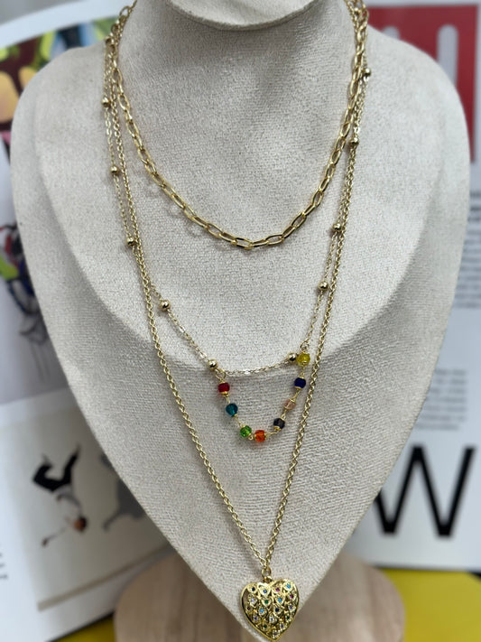 Colorful layer set (necklace + earrings)
