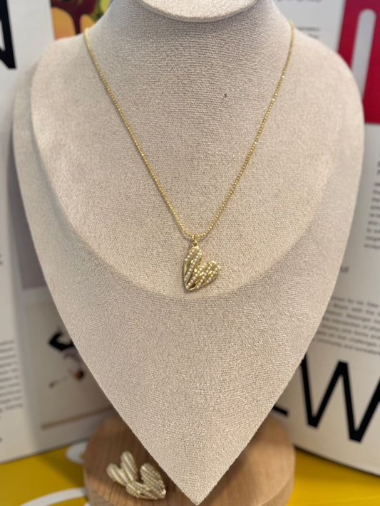Heart set necklace + earrings