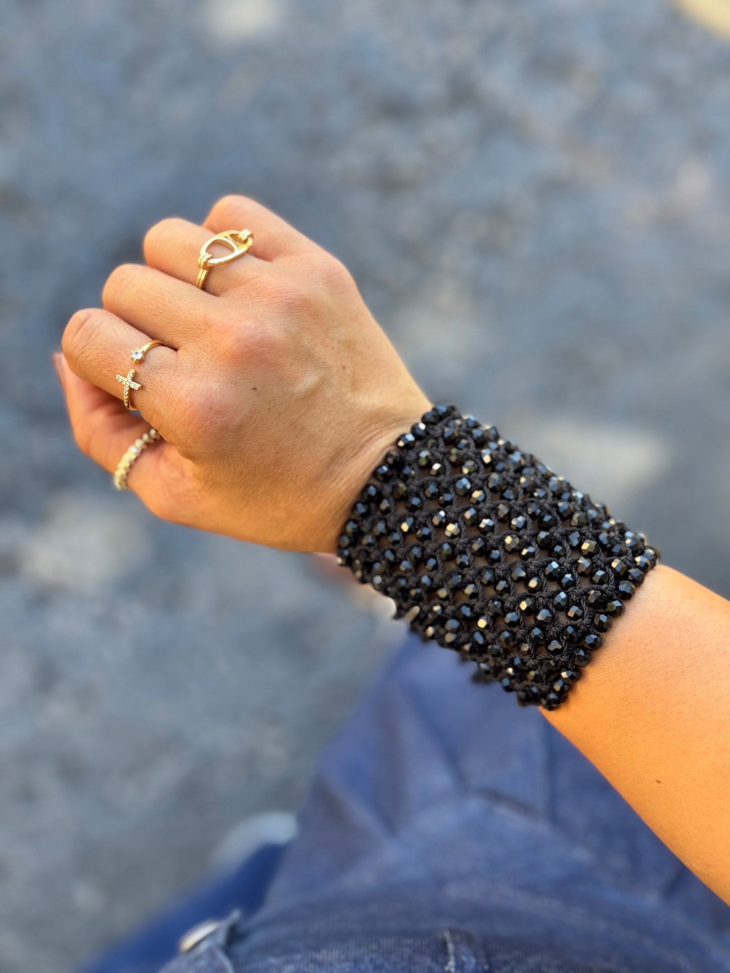 Black Love in thread bracelet