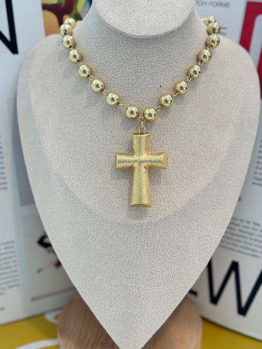 Cross golden necklace