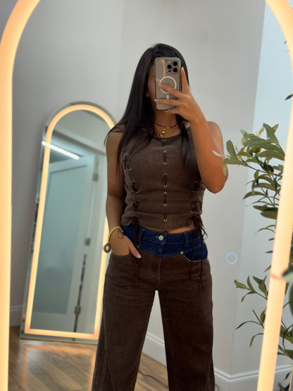 Brown denim set