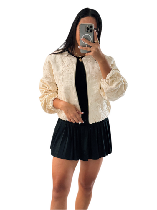 Cream bomber jacket
