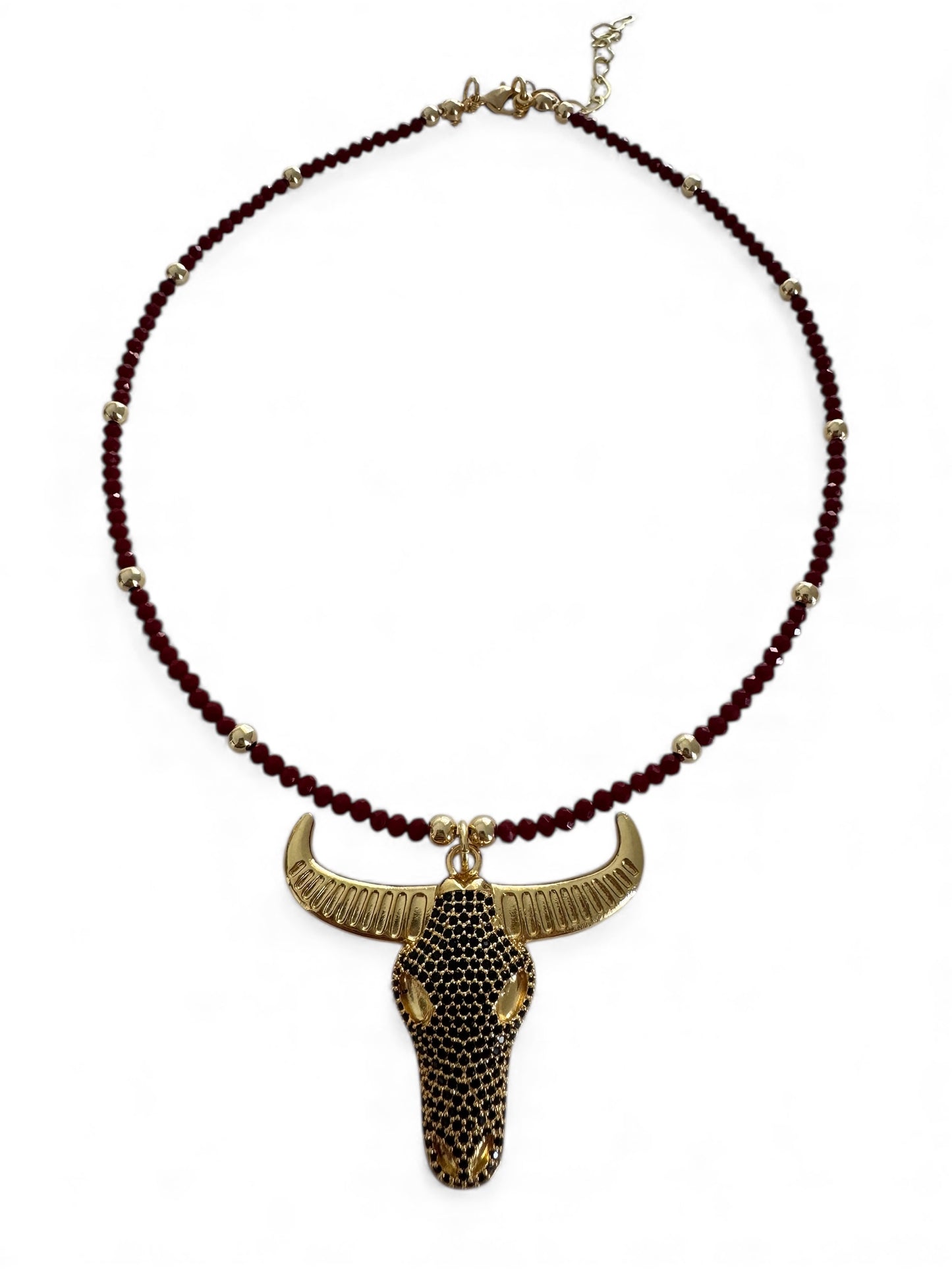 Burgundy trend bull necklace. Limited edition