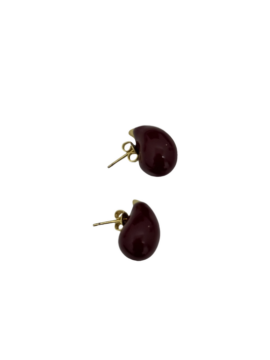 Mini burgundy tear drop earrings