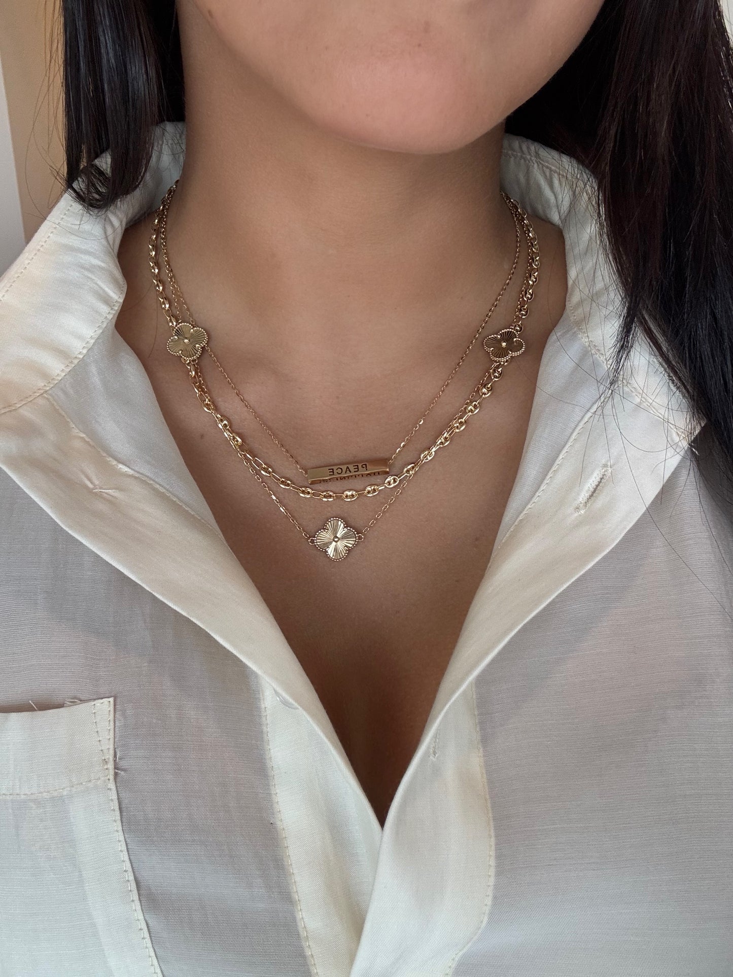 14k gold Clover necklace