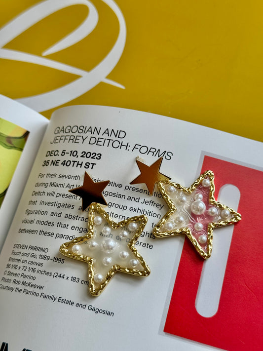 Star pearly earrings