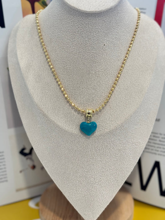 Aqua heart necklace