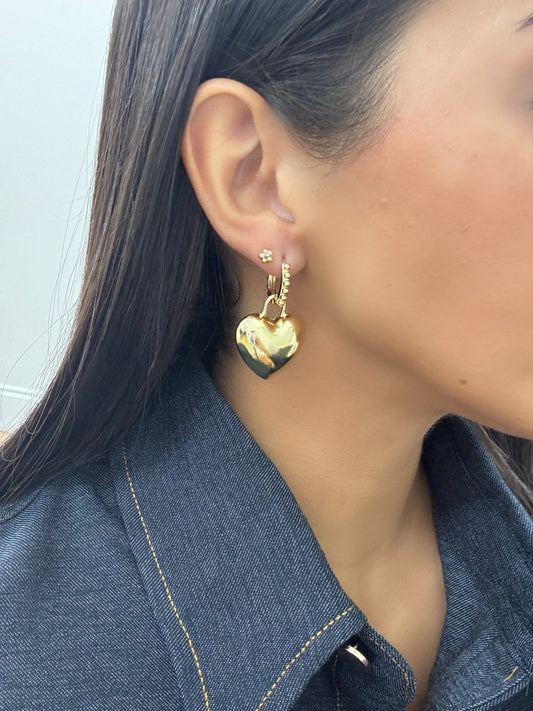 Heart golden hoops