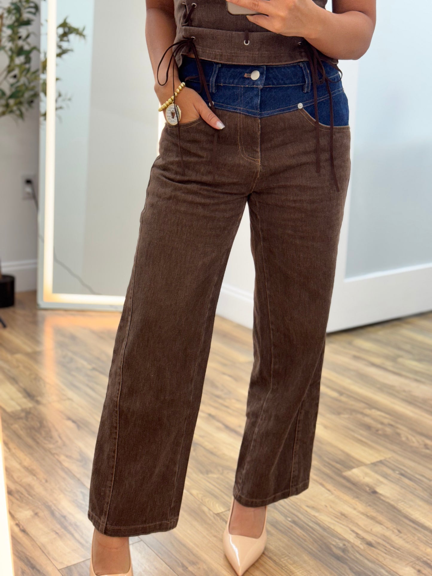 Brown denim set