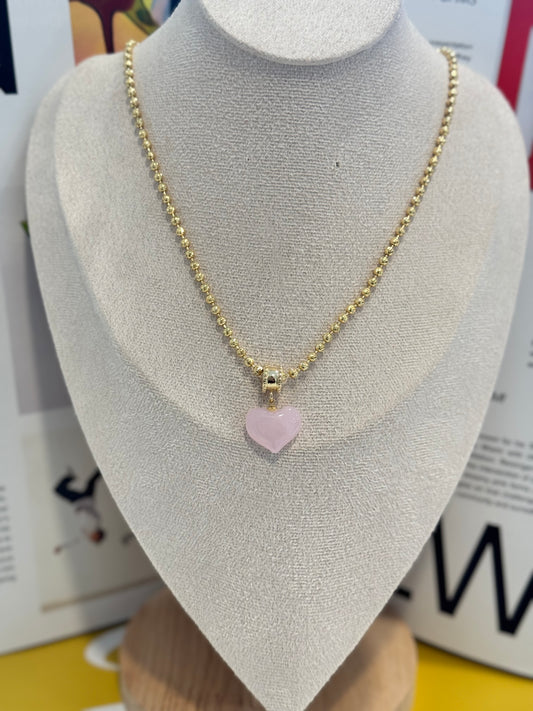 Pink heart necklace