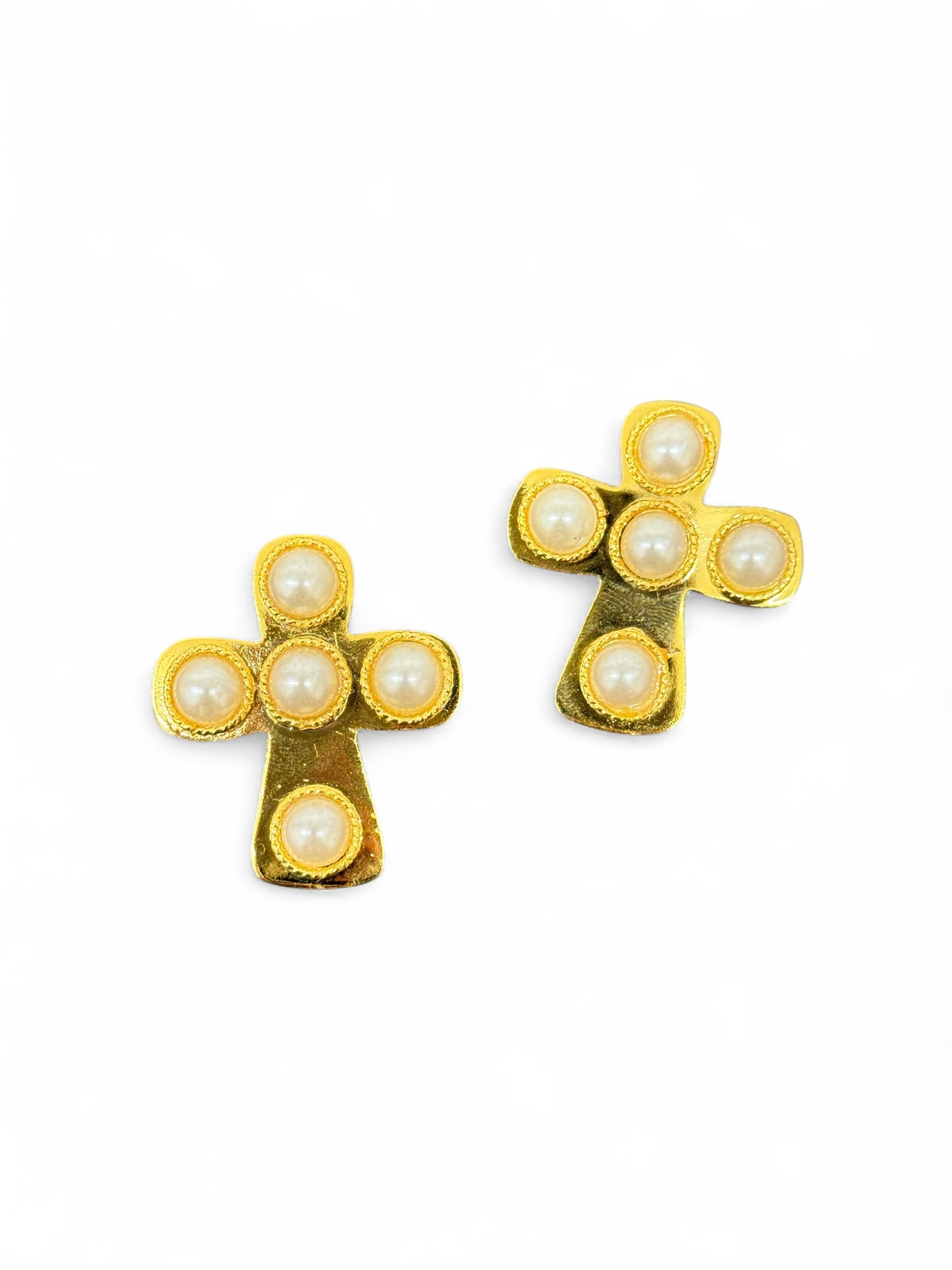 Pearl cross earrings