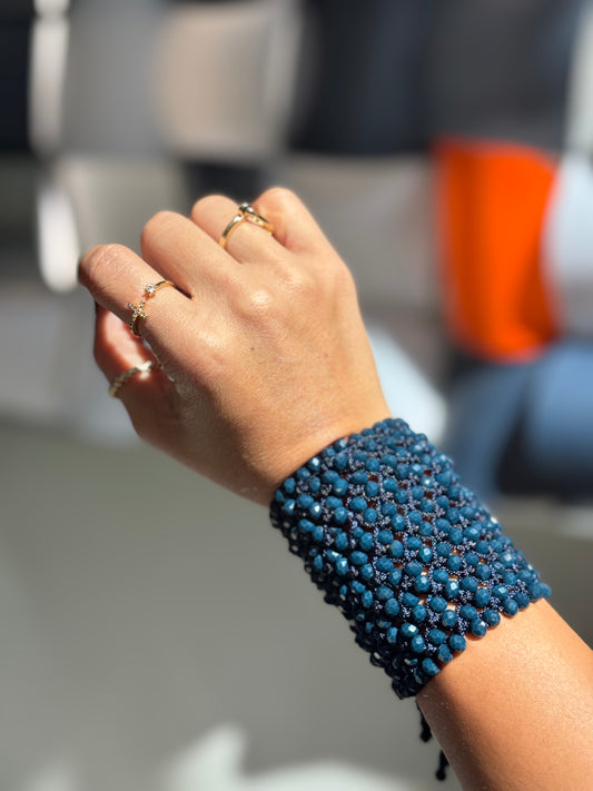 Indigo love in thread bracelet