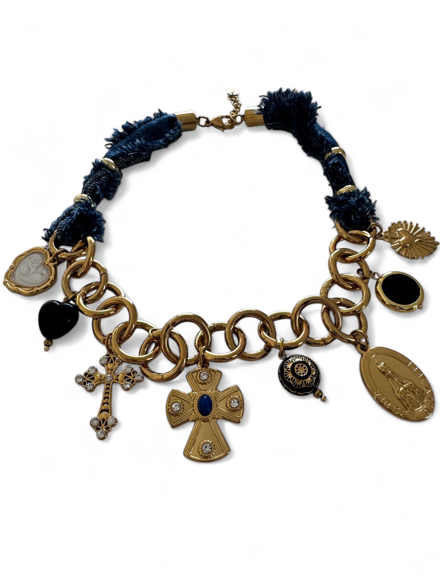 Denim charming necklace