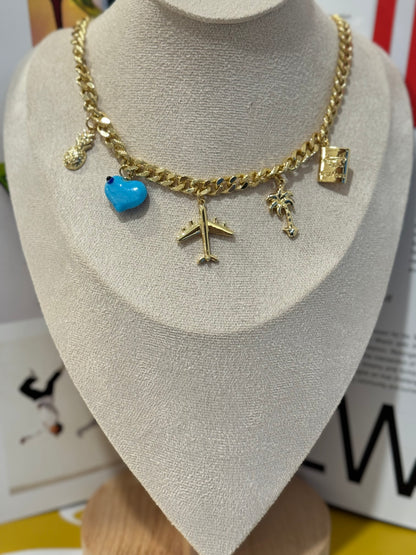 Golden trip necklace + earrings GIFT