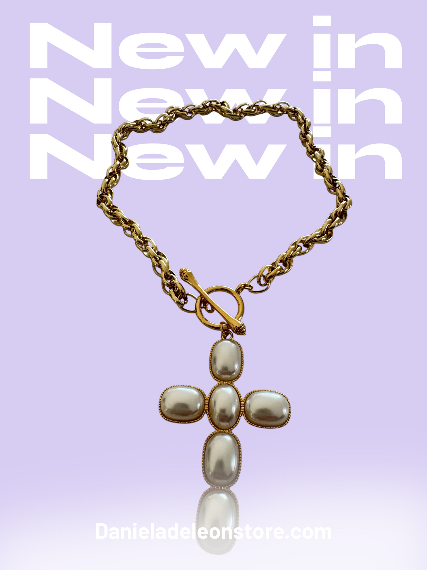 Maxi Chic Pearl Cross Choker Necklaces - Elegant Gold Chain & Pearl Pendant Fashion Jewelry for Women
