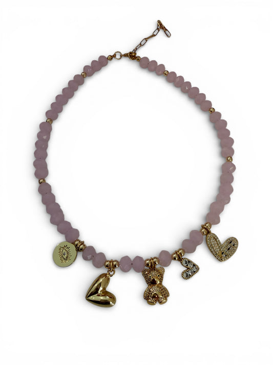 TEDDY PINK LOVE CHARMING NECKLACE