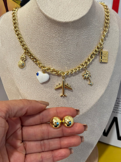 Golden trip necklace + earrings GIFT