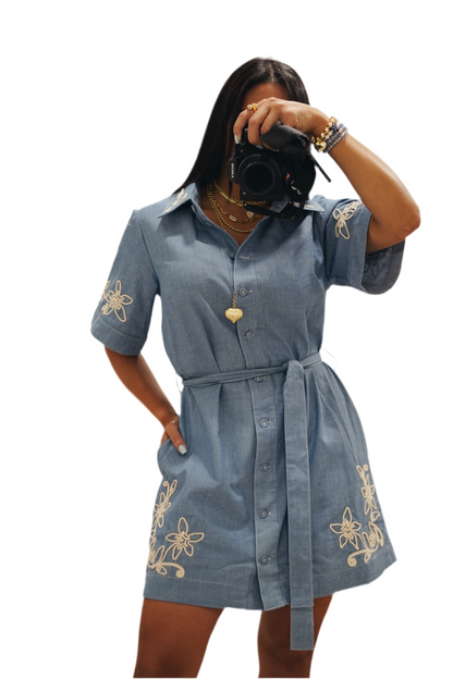 Denim bloom bottom dress