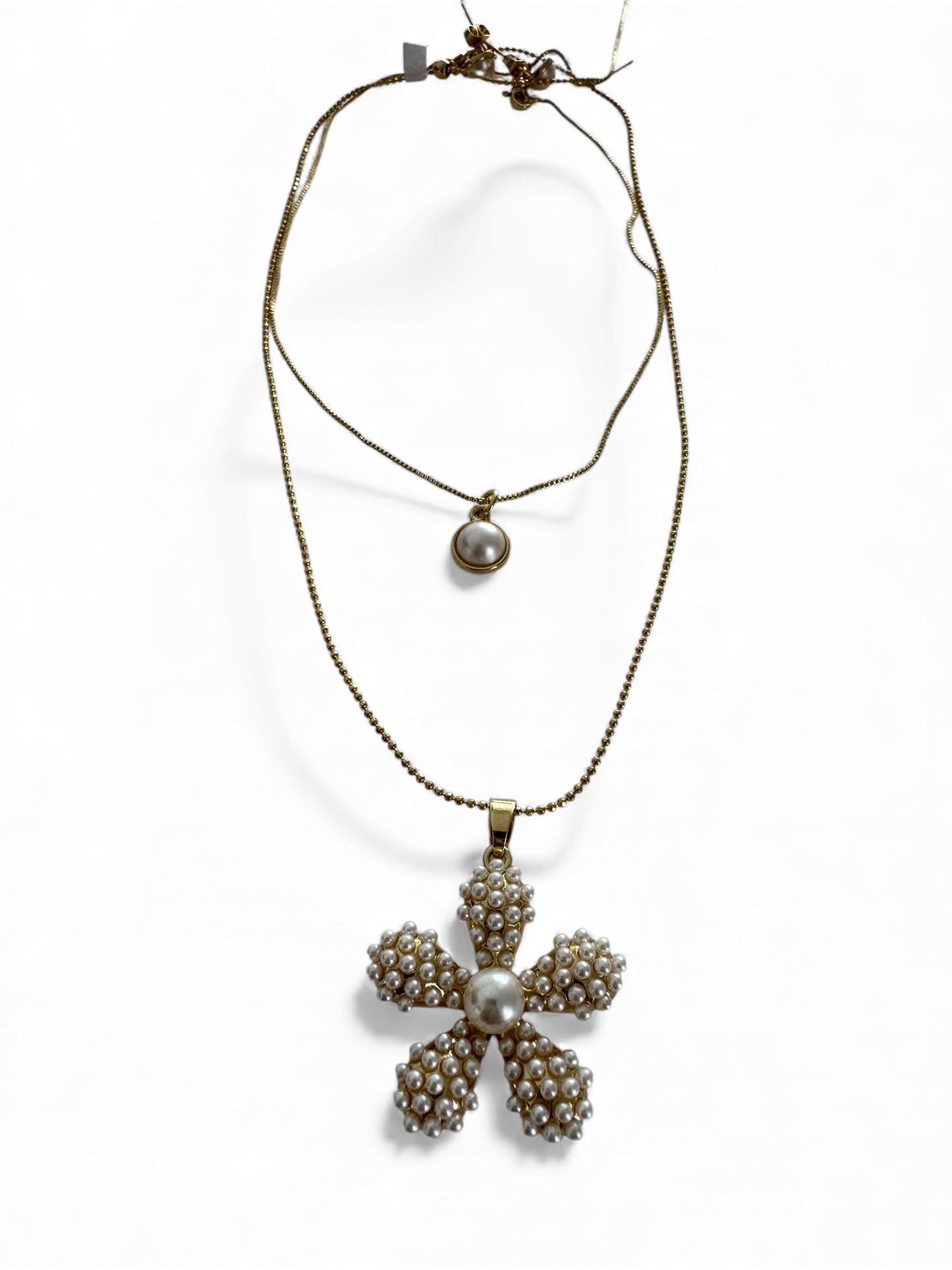Set pearl blossom necklace + earrings