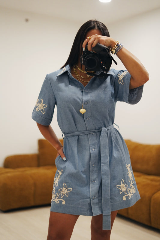 Denim bloom bottom dress