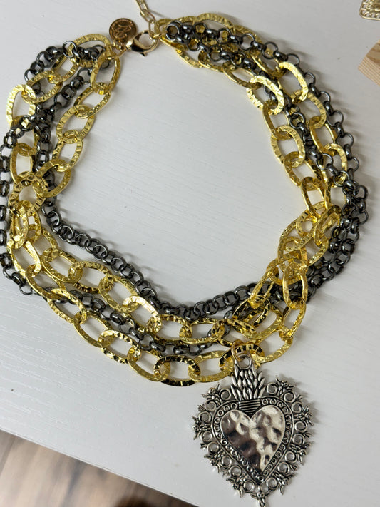 Extravagant boho heart necklace