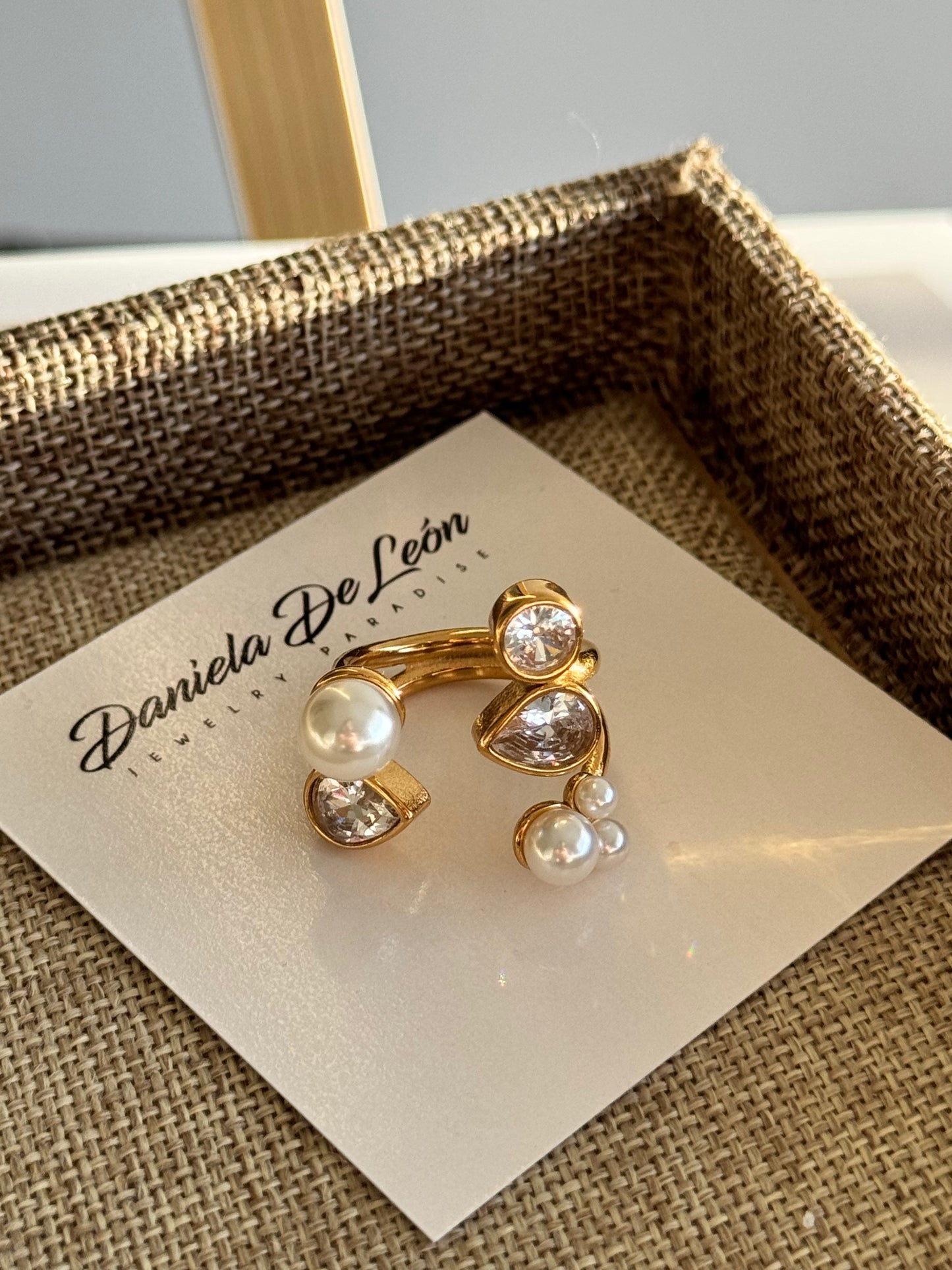 Crystal Pearl Ring
