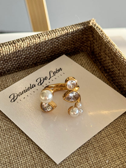 Crystal Pearl Ring