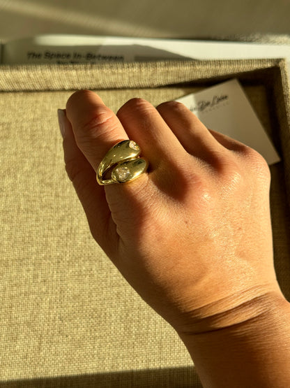 Golden heart ring