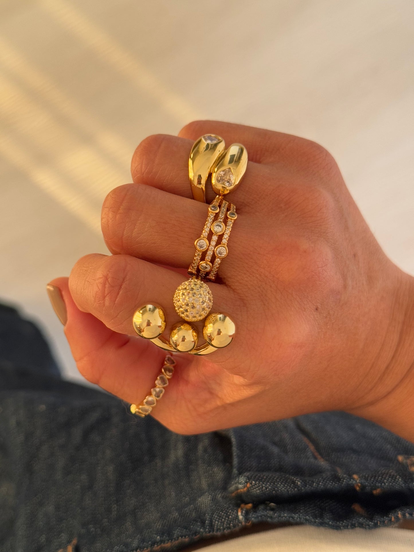 Golden heart ring
