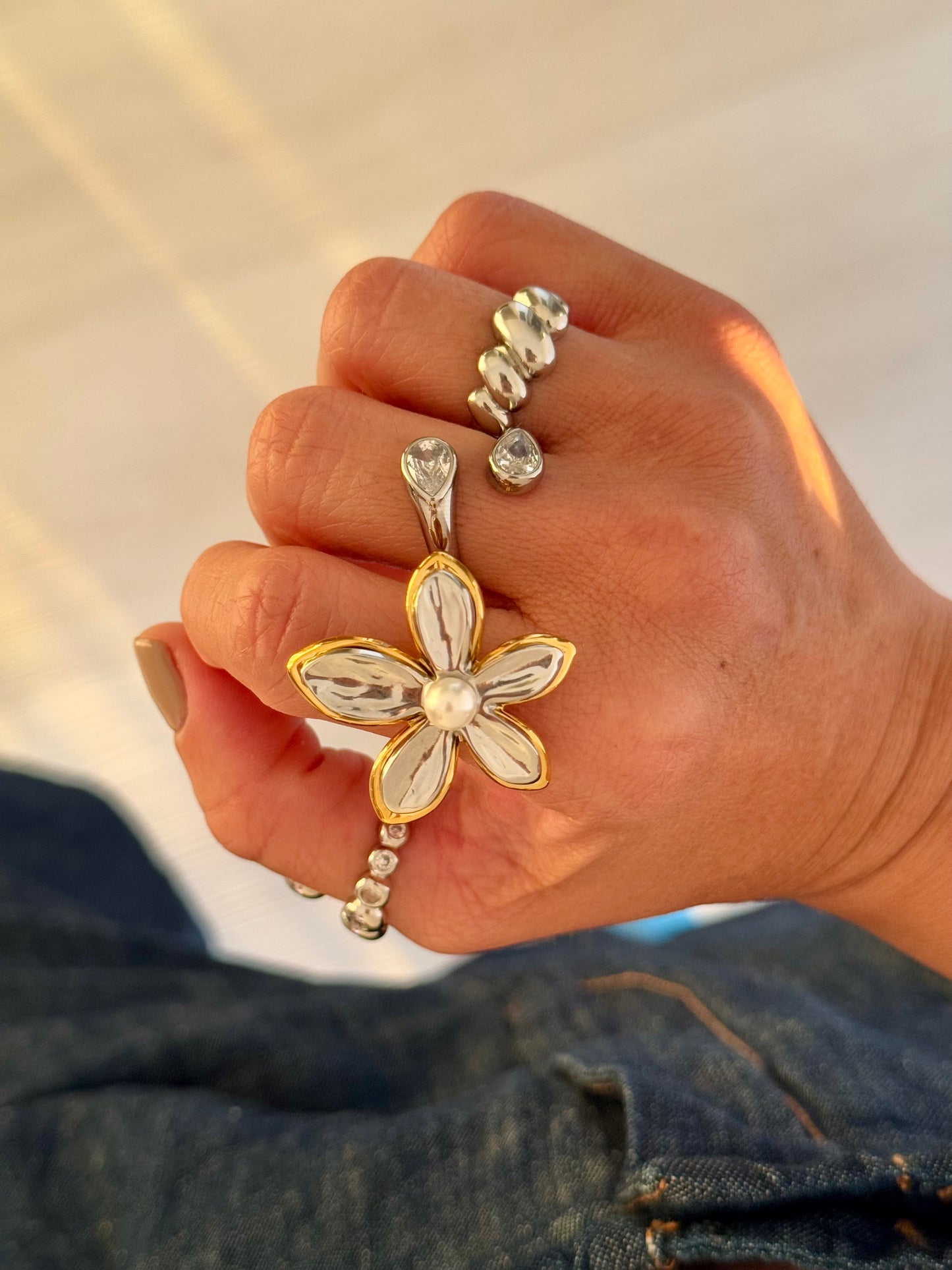 Flower Two Tone Ring