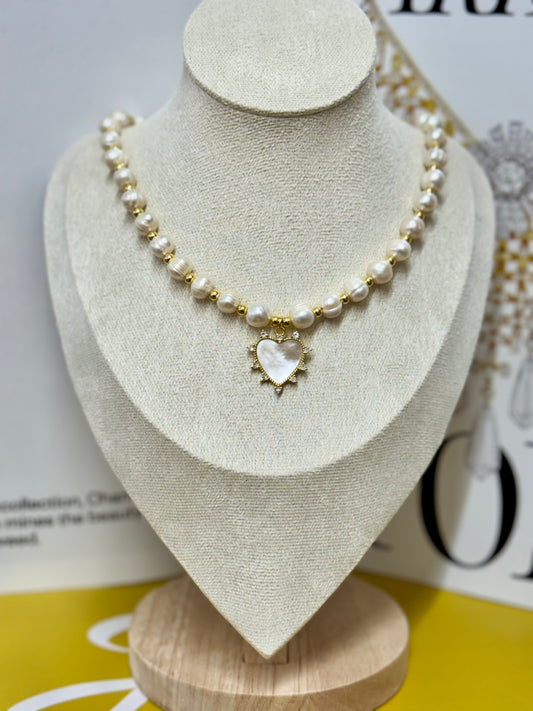 Pearl charm necklace