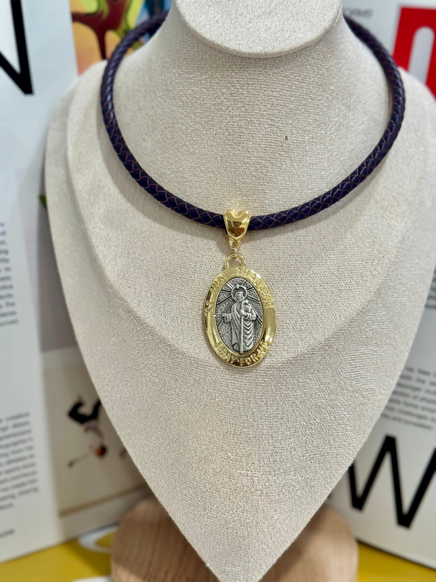 St Jude Purple Cuerina Choker