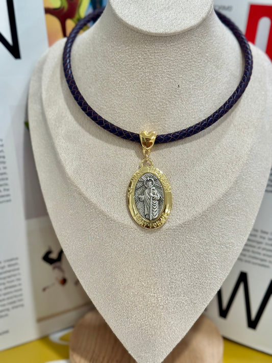 St Jude Purple Cuerina Choker