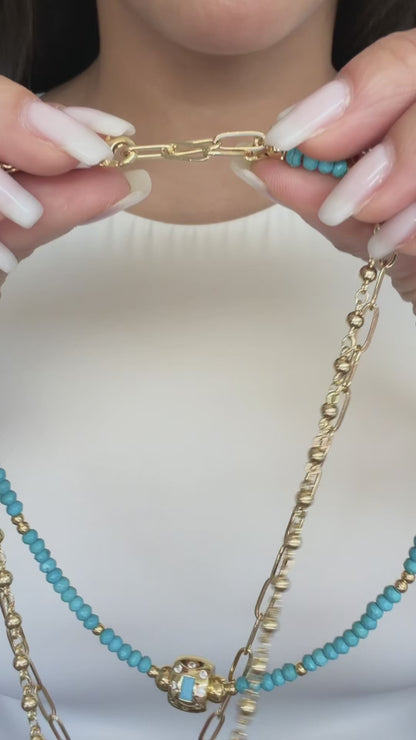 BEQUEVÉ LIMITED EDITION CHOKER (premium turquoise beads) LAYERING NECKLACE