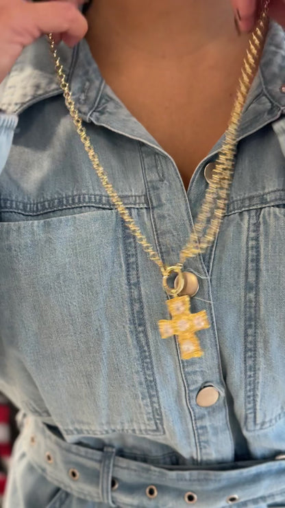 Long cross sparke necklace